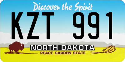 ND license plate KZT991