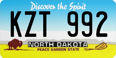 ND license plate KZT992