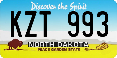 ND license plate KZT993