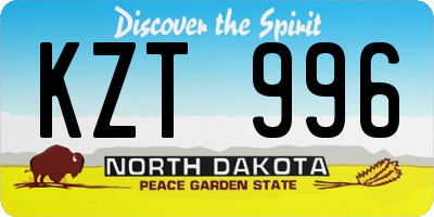 ND license plate KZT996