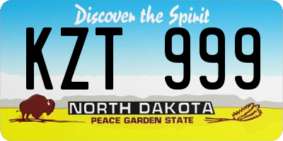 ND license plate KZT999