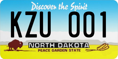 ND license plate KZU001