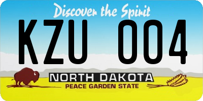 ND license plate KZU004