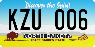 ND license plate KZU006