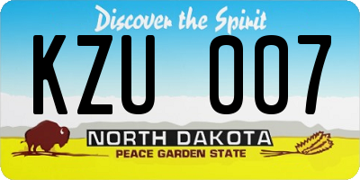 ND license plate KZU007