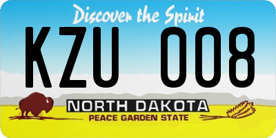 ND license plate KZU008