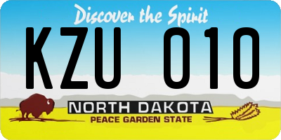 ND license plate KZU010