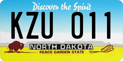 ND license plate KZU011