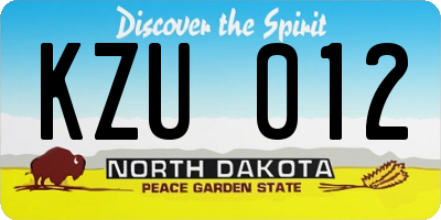 ND license plate KZU012