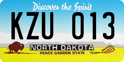 ND license plate KZU013