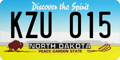 ND license plate KZU015