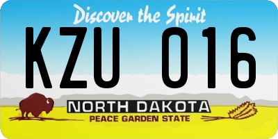 ND license plate KZU016