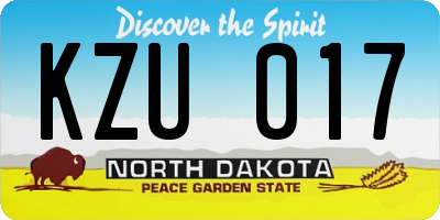 ND license plate KZU017