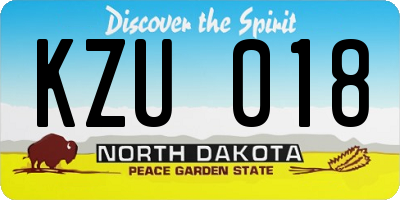 ND license plate KZU018