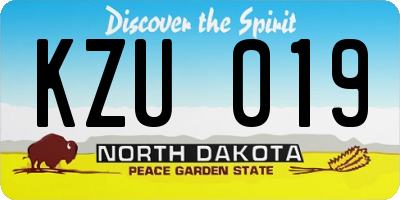 ND license plate KZU019