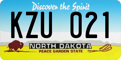 ND license plate KZU021