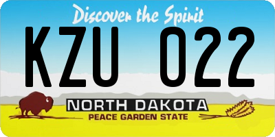 ND license plate KZU022