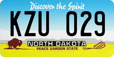 ND license plate KZU029