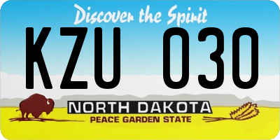 ND license plate KZU030