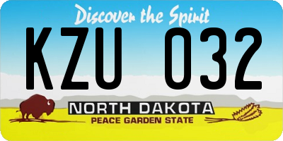 ND license plate KZU032