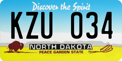 ND license plate KZU034