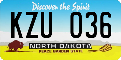 ND license plate KZU036