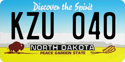 ND license plate KZU040