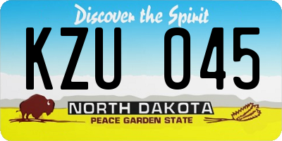 ND license plate KZU045