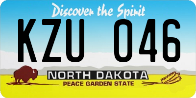 ND license plate KZU046