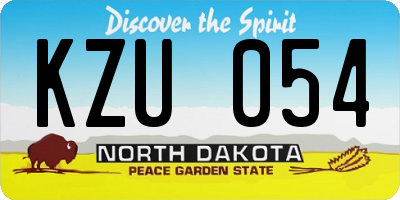 ND license plate KZU054