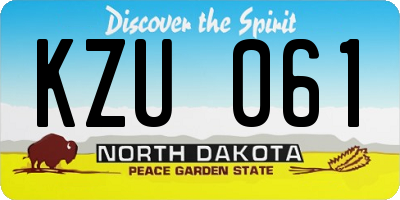 ND license plate KZU061