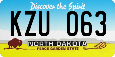 ND license plate KZU063