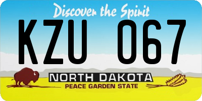 ND license plate KZU067