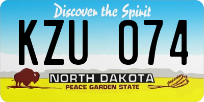 ND license plate KZU074