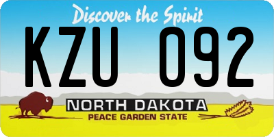 ND license plate KZU092