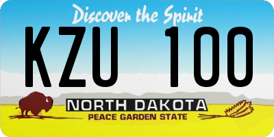 ND license plate KZU100