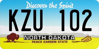 ND license plate KZU102