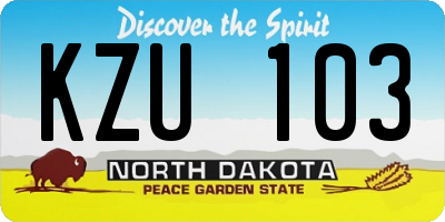 ND license plate KZU103