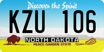 ND license plate KZU106