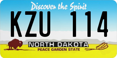 ND license plate KZU114