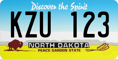 ND license plate KZU123