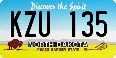 ND license plate KZU135