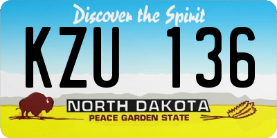 ND license plate KZU136