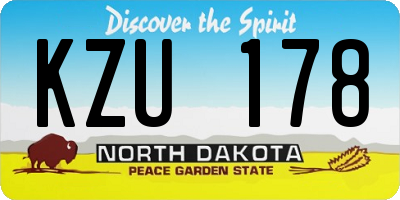 ND license plate KZU178