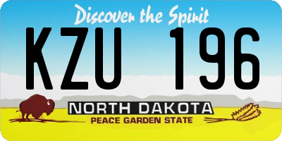 ND license plate KZU196