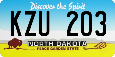 ND license plate KZU203