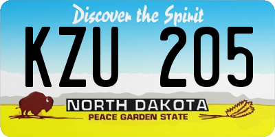 ND license plate KZU205