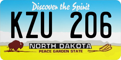 ND license plate KZU206