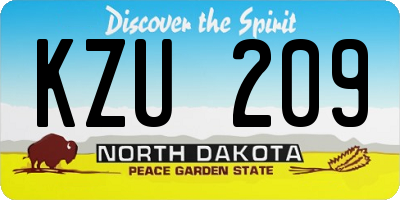 ND license plate KZU209