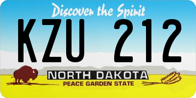 ND license plate KZU212